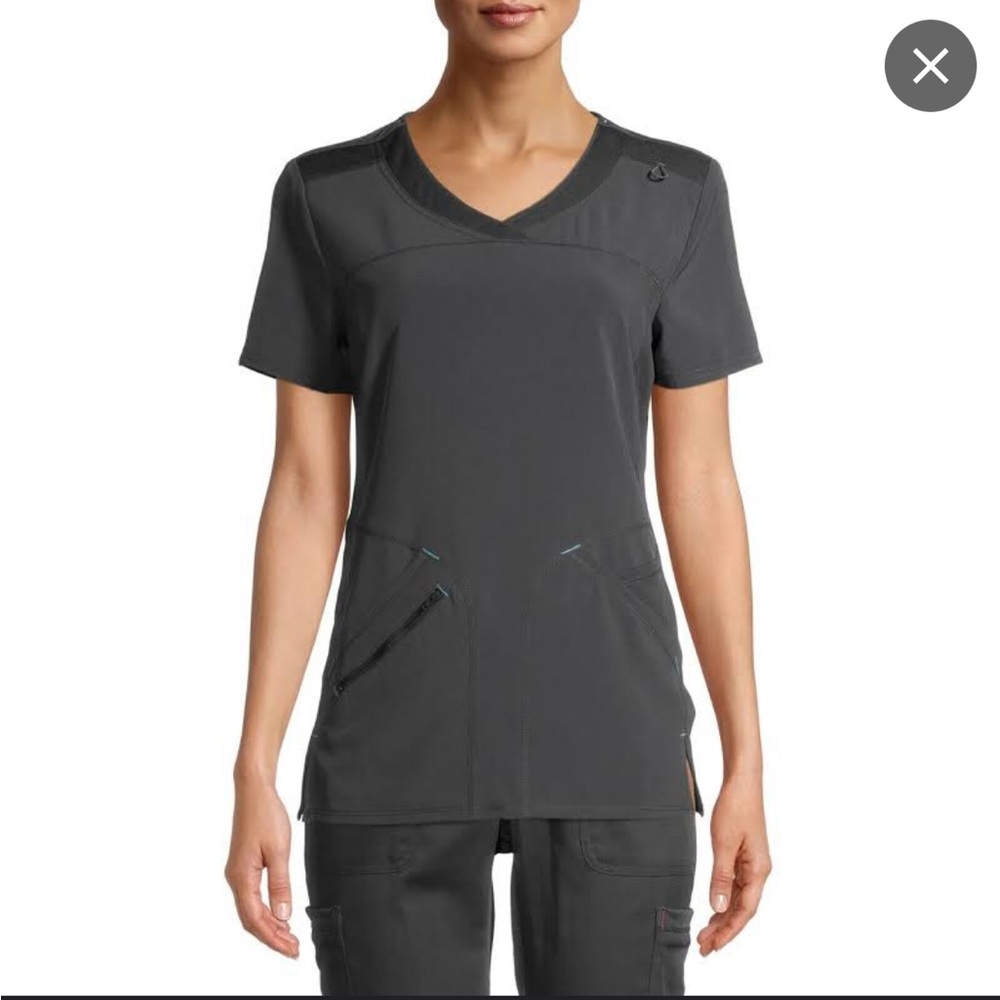 Scrubstar Antimicrobial Premium Performance Tonal Contrast Scrub Top Pewter